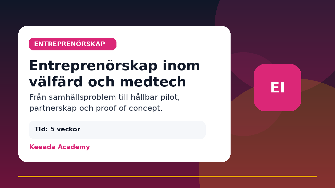 Entreprenörskap inom välfärd och medtech